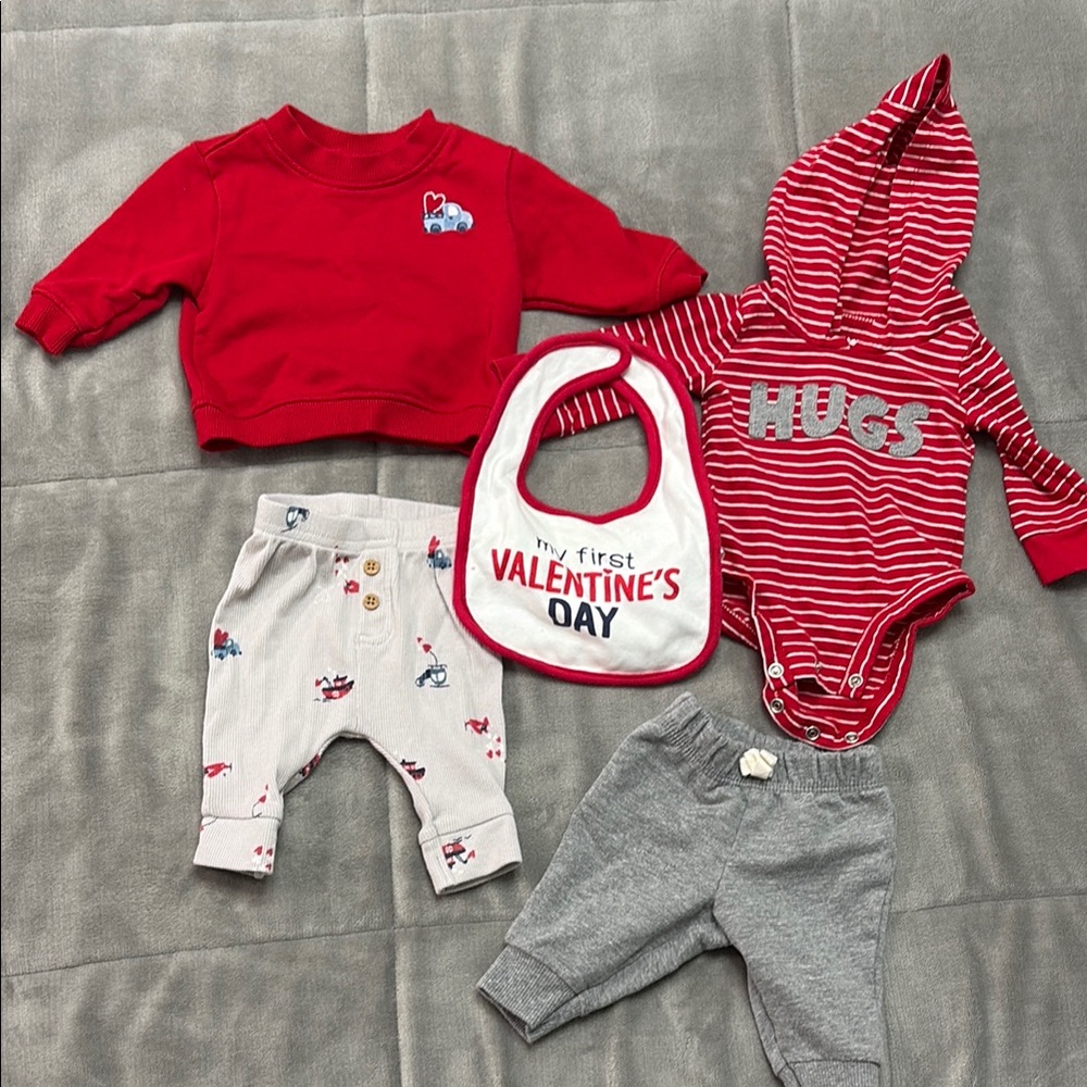 Red and Gray Valentine’s Outfit Set